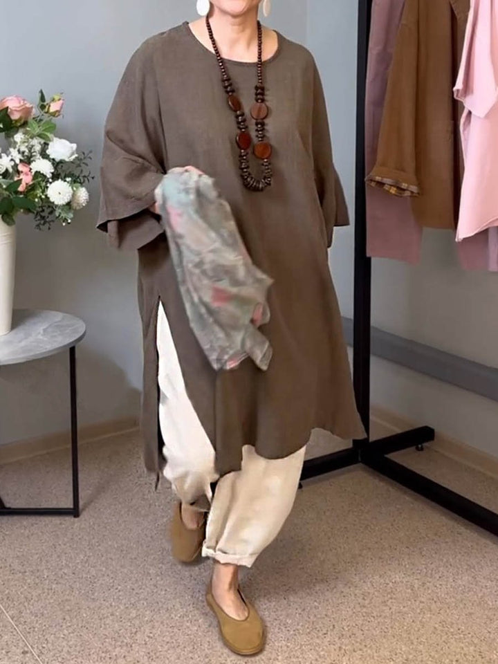Liora™ – Split-Side Linen Tunic