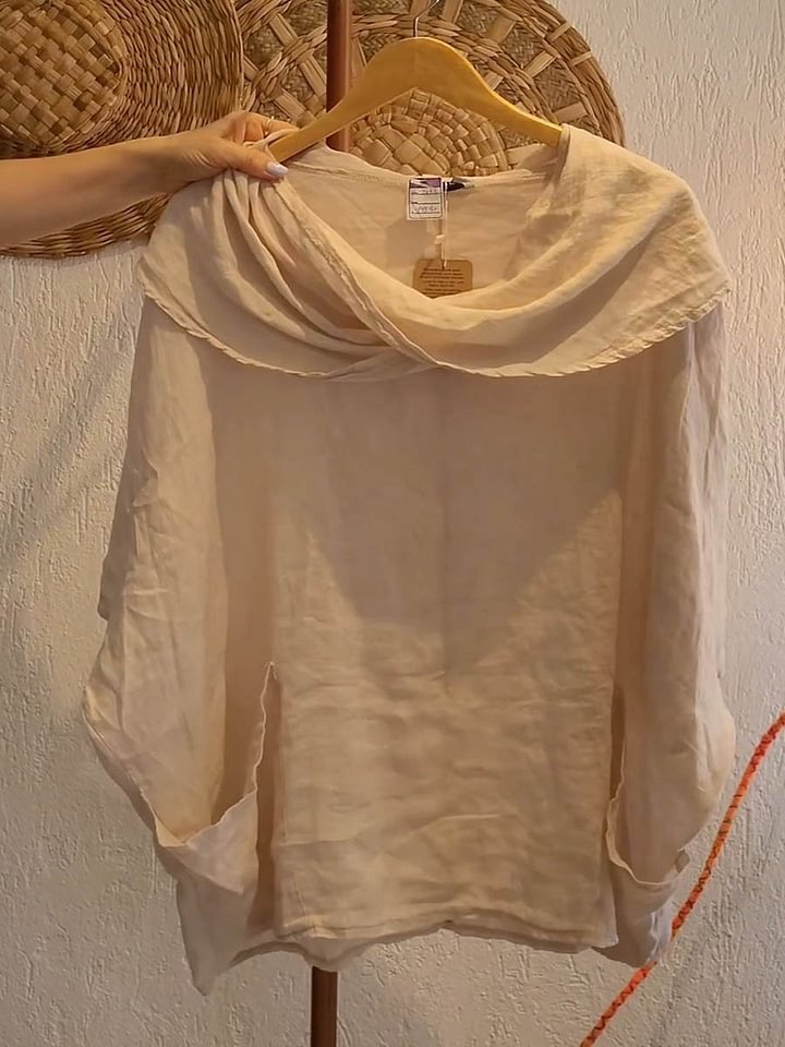 Amara™ – Draped Neck Linen Top