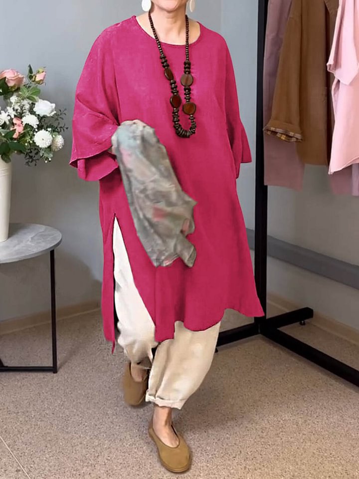 Liora™ – Split-Side Linen Tunic