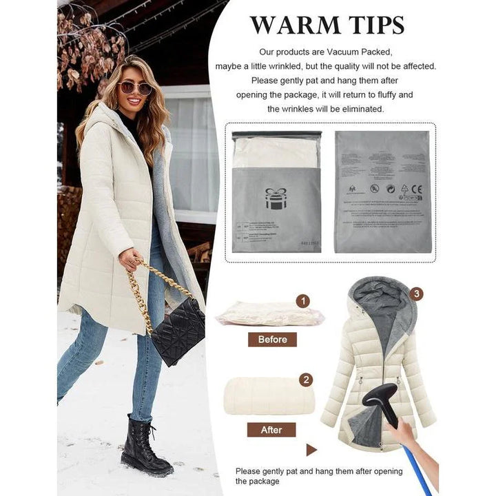 Ravelle™ – Women’s Warm Waterproof Cotton-Padded Zip Coat