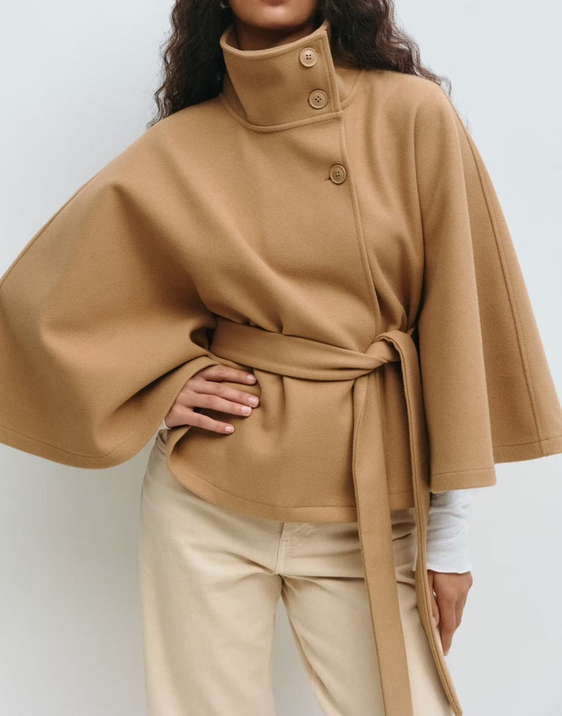 LuxeWing™ – Belted High-Collar Batwing Trench for Women