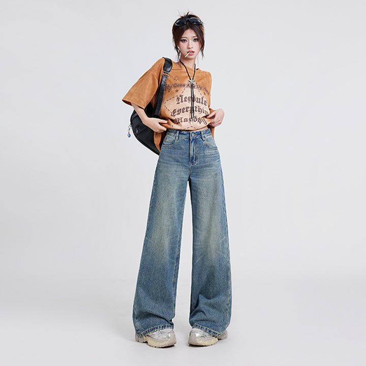 DenimFlow™ – Women’s High-Waist Baggy Straight-Leg Jeans