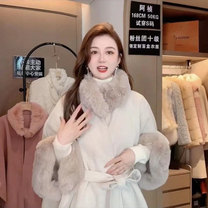 Vivienne™ – Wool Woman Blend Fur-Collar Cape Wrap