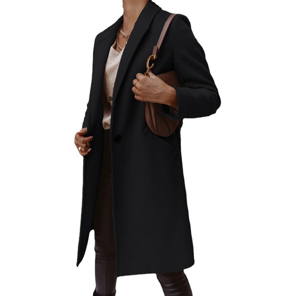 UrbanEase™ Women’s Wool Coat – Narrow Fit, Stand Lapel