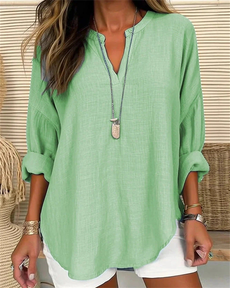 Solmira™ – Relaxed Linen Blend Top For Woman