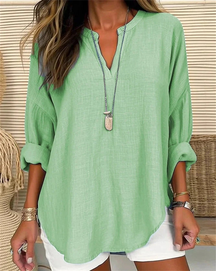 Solmira™ – Relaxed Linen Blend Top For Woman