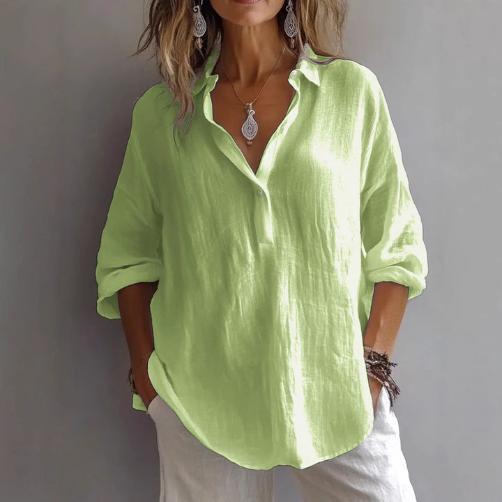 LunaLuxe™ – relaxed cotton lapel pullover