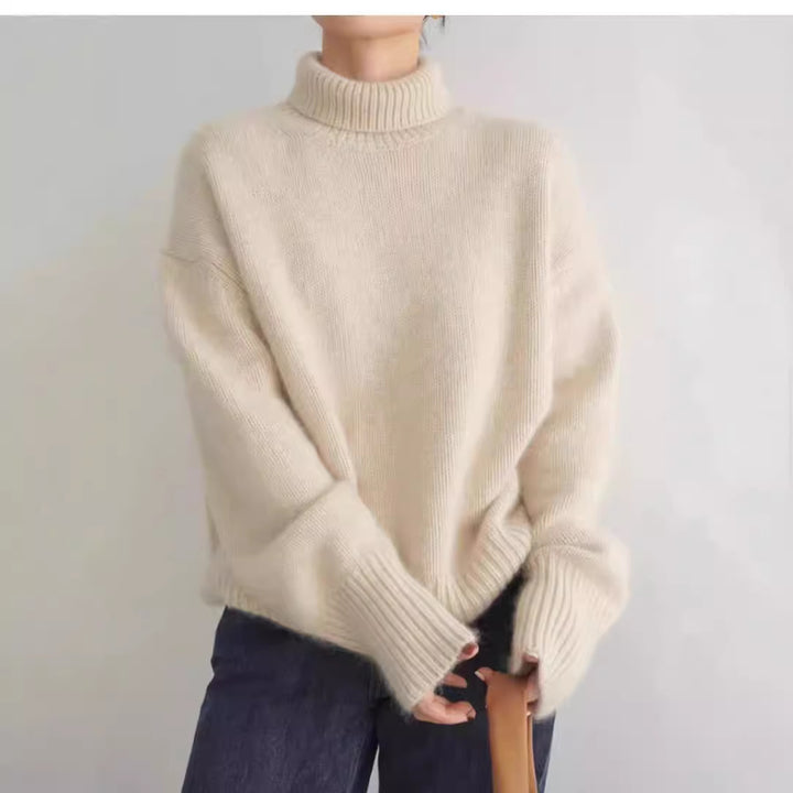 LuxeLoft™ – Woman High-Neck Relaxed Knit Sweater