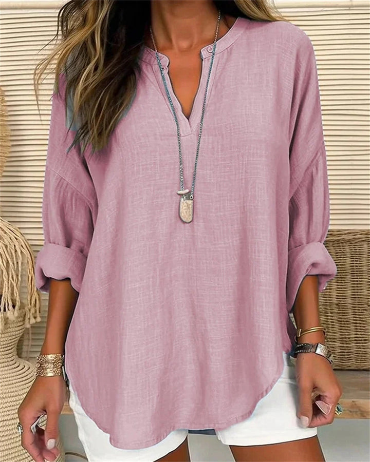 Solmira™ – Relaxed Linen Blend Top For Woman
