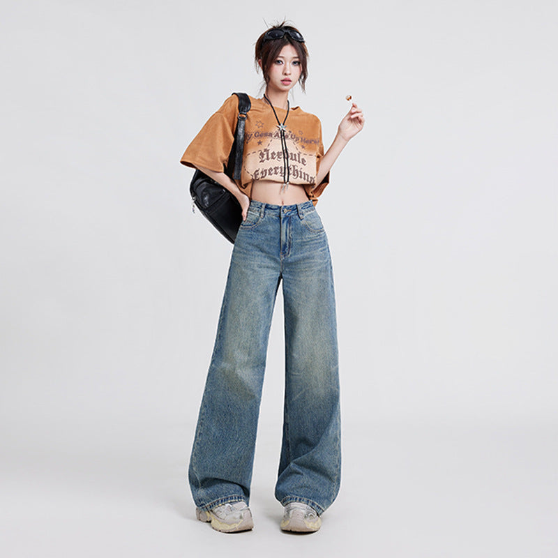 DenimFlow™ – Women’s High-Waist Baggy Straight-Leg Jeans