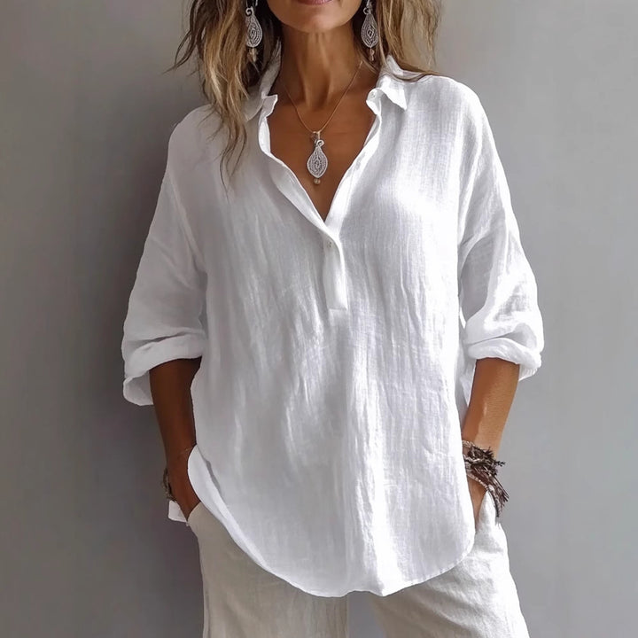 LunaLuxe™ – relaxed cotton lapel pullover
