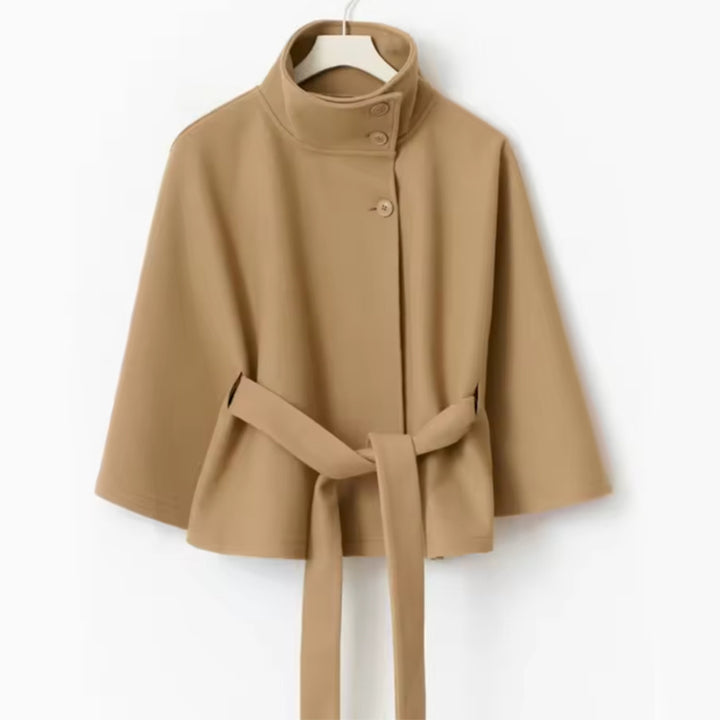 LuxeWing™ – Belted High-Collar Batwing Trench for Women