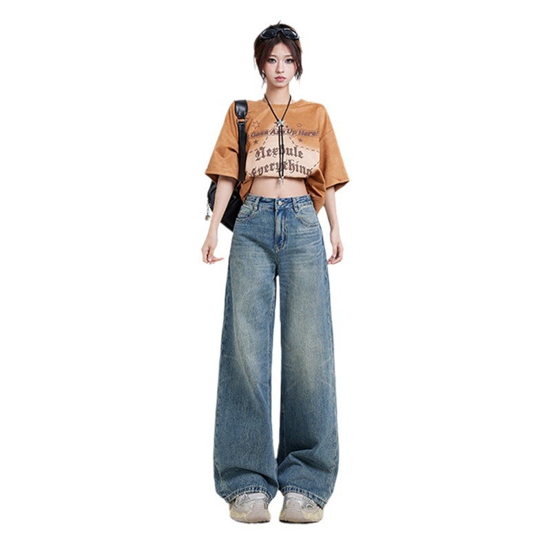 DenimFlow™ – Women’s High-Waist Baggy Straight-Leg Jeans