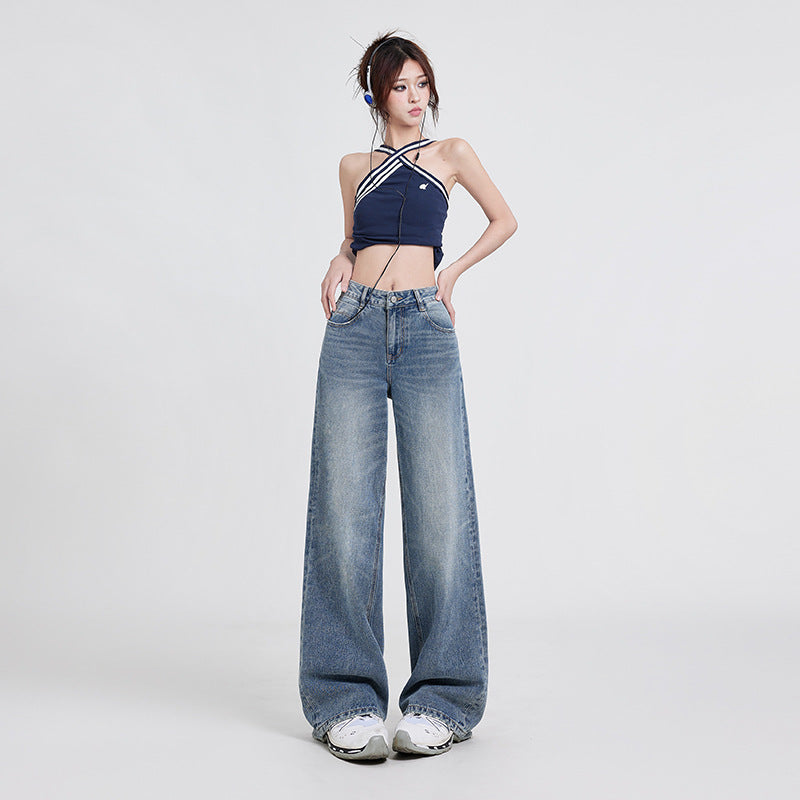 DenimFlow™ – Women’s High-Waist Baggy Straight-Leg Jeans