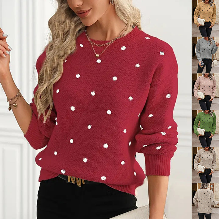 Polara™– Casual Woman Polka‑Dot Knit Pullover
