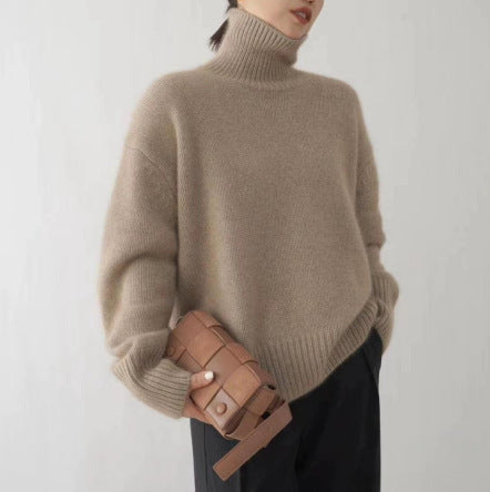 LuxeLoft™ – Woman High-Neck Relaxed Knit Sweater