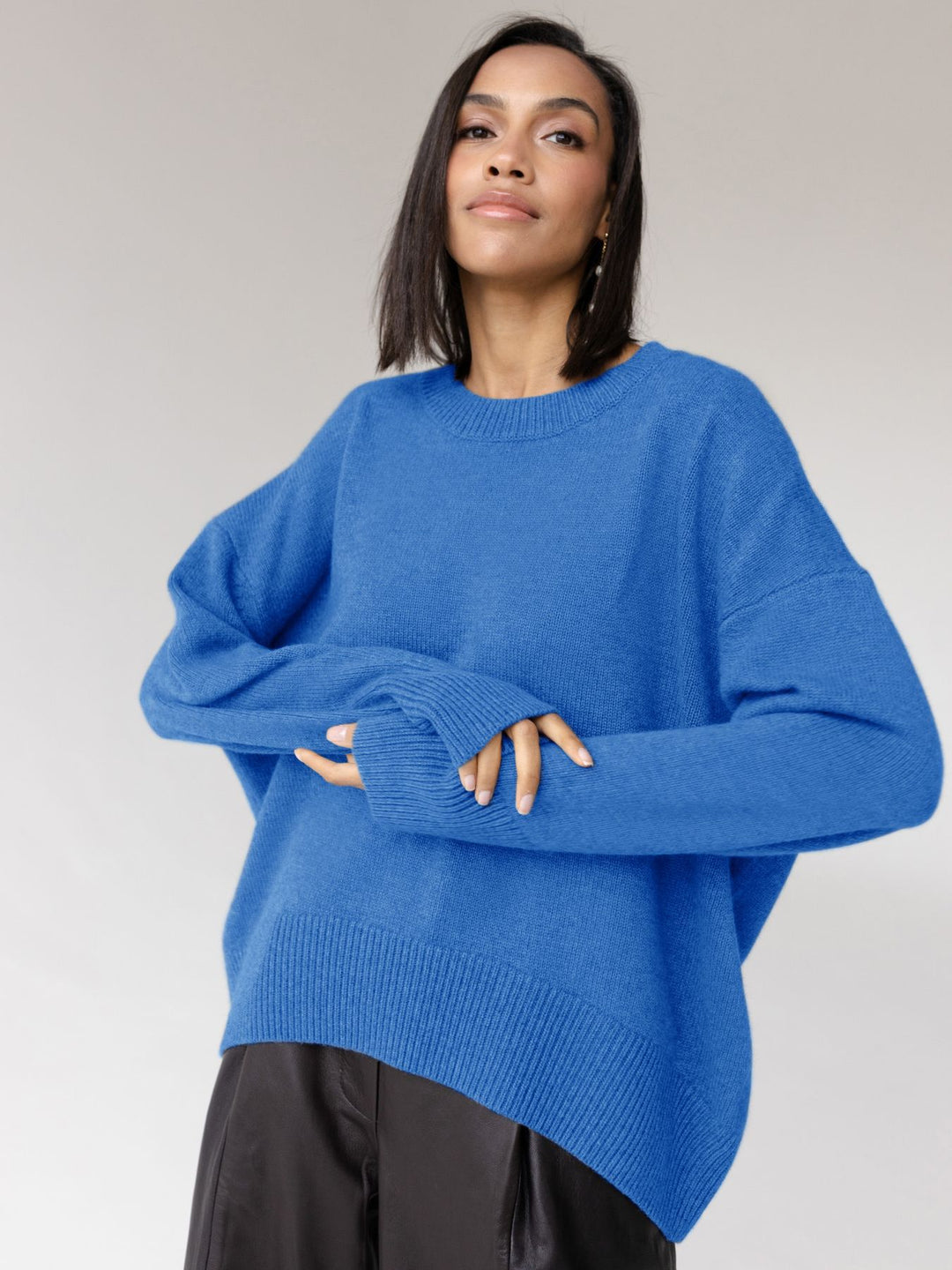 Elowen™ – Woman Check-Hem Knit Jumper Dress