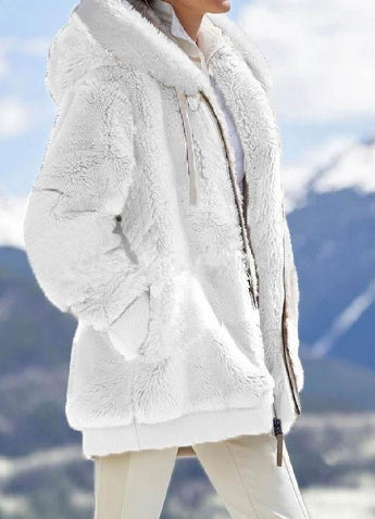 CozyLuxe™ | Women’s Plush Zip-Up Hooded Jacket