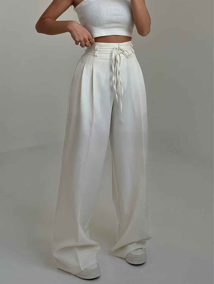 Caelina™ – Tailored Lace-Up Straight Pants