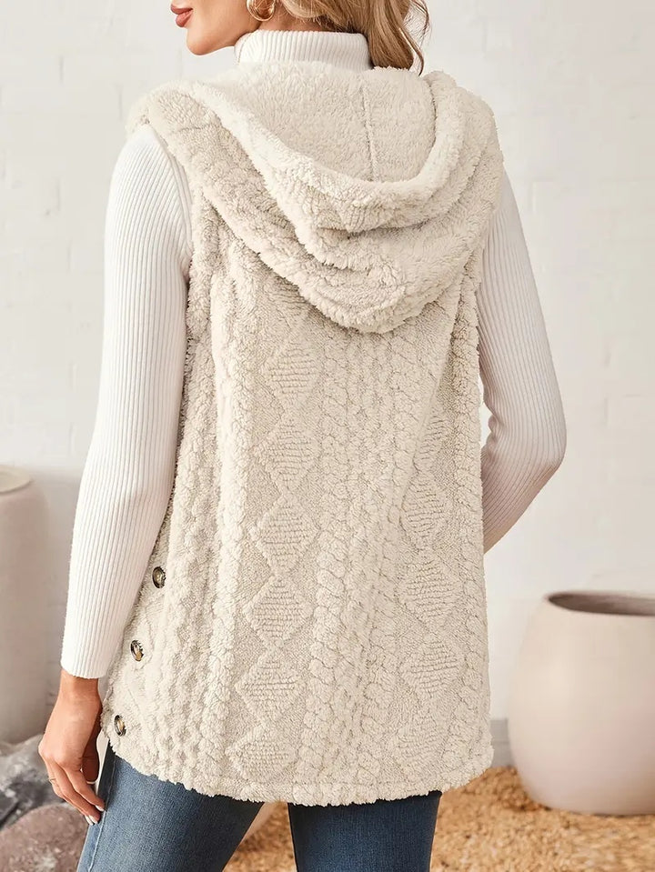 VogueEase | Women’s Sleeveless Hooded Cardigan Elegant Coat