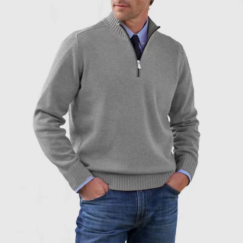 Arbor™ – premium Man stand-collar knit zip sweater