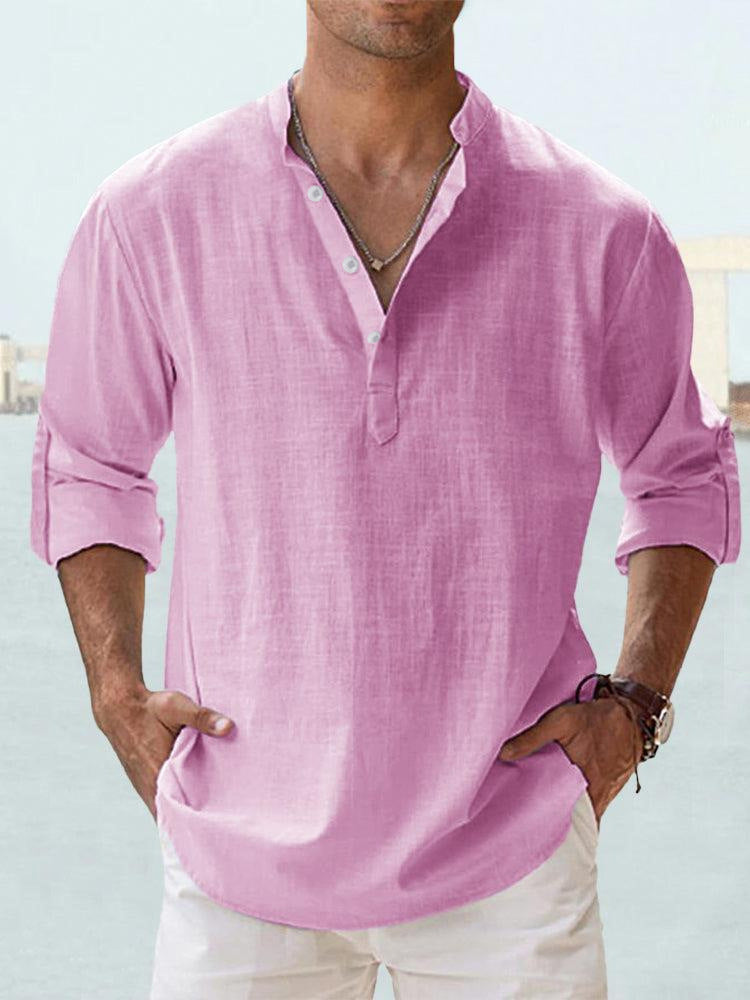 LinenCore™ – Men’s Loose Cotton-Linen Long-Sleeve Shirt