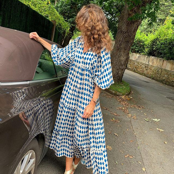 BELLA VITA™ Boho Print V-Neck Maxi Dress for Women
