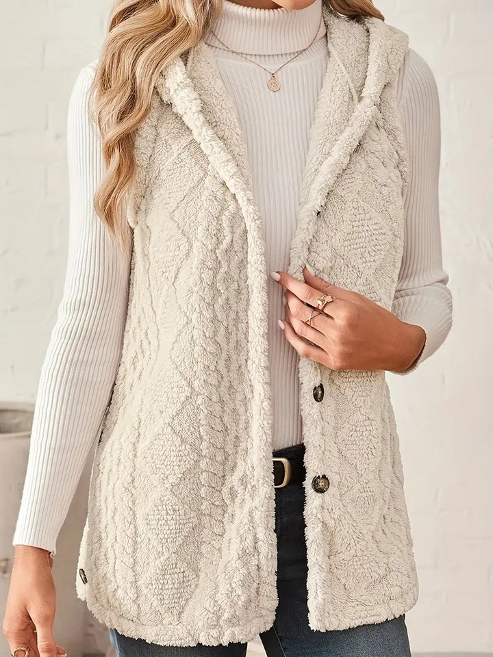 VogueEase | Women’s Sleeveless Hooded Cardigan Elegant Coat
