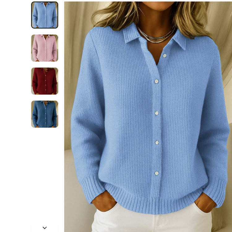 Roselle™ – Woman Cozy Lapel Knit Top