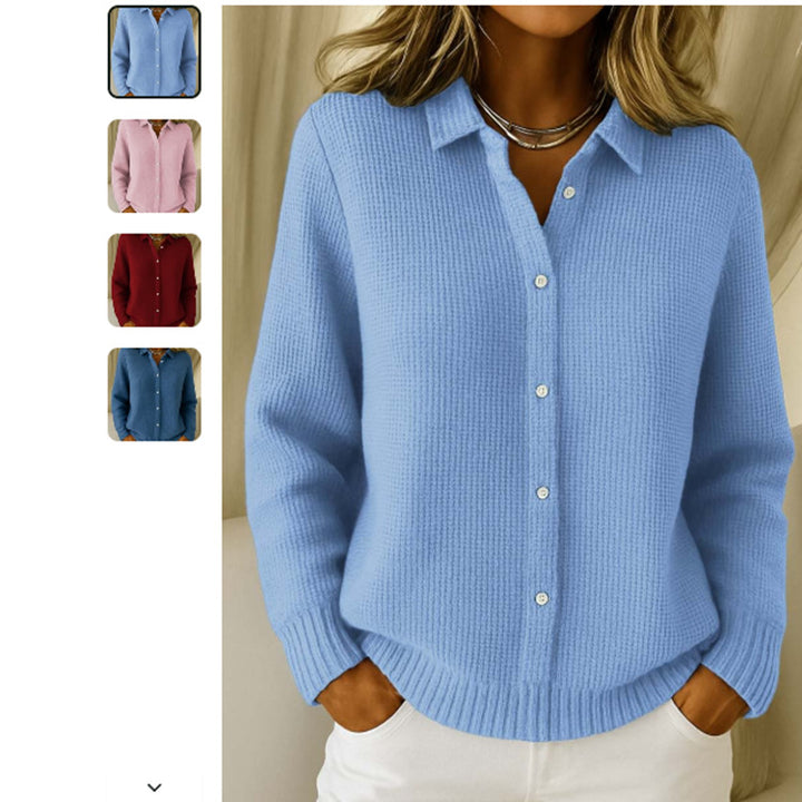 Roselle™ – Woman Cozy Lapel Knit Top