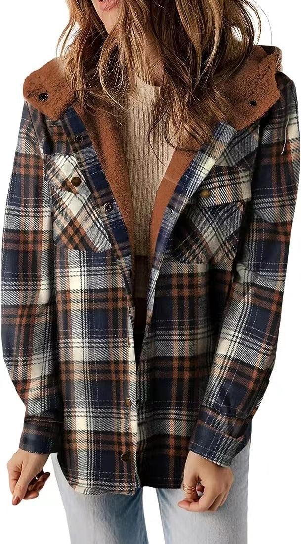 Plaidwyn™ Plaid Hooded Coat – Women’s Fleece-Lined Outerwear