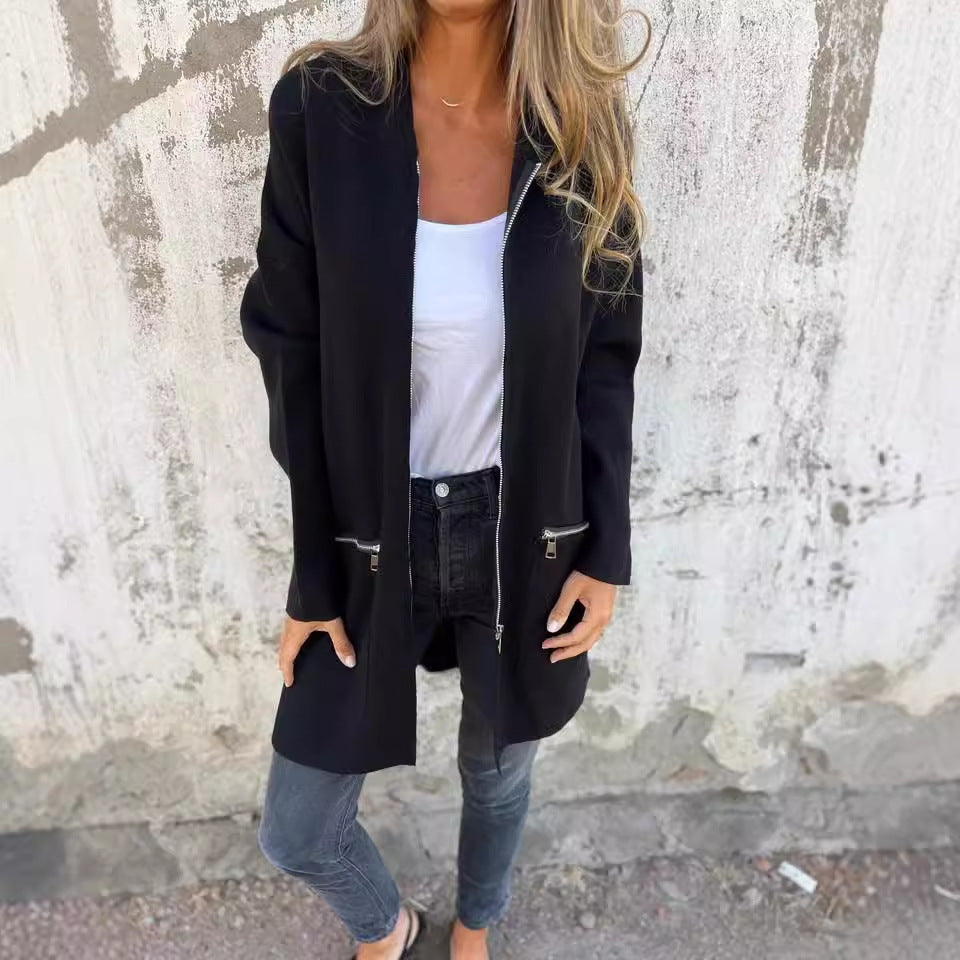 LunaHearth™ – Solid Color Hooded Jacket For Woman