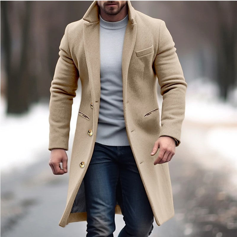 UrbanStride™ – Single-Breasted Lapel Trench Coat for Men