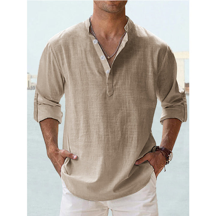 LinenCore™ – Men’s Loose Cotton-Linen Long-Sleeve Shirt