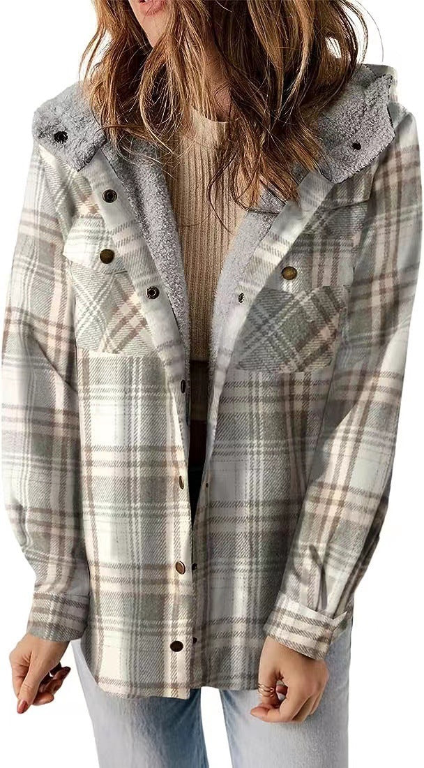 Plaidwyn™ Plaid Hooded Coat – Women’s Fleece-Lined Outerwear