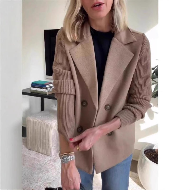 Alessia™ – Spliced Sleeve Double-Breasted Coat