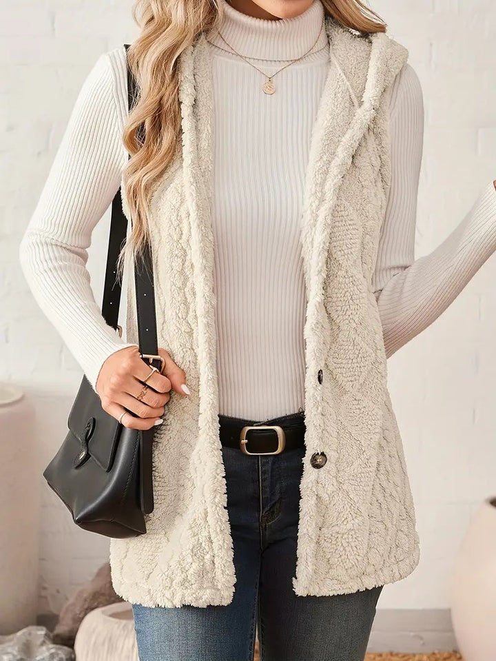 VogueEase | Women’s Sleeveless Hooded Cardigan Elegant Coat