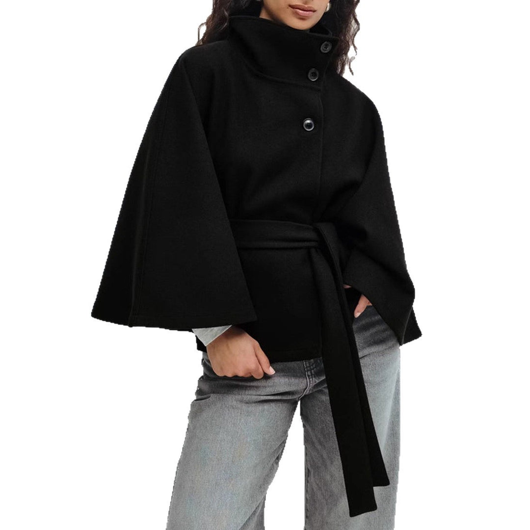 LuxeWing™ – Belted High-Collar Batwing Trench for Women