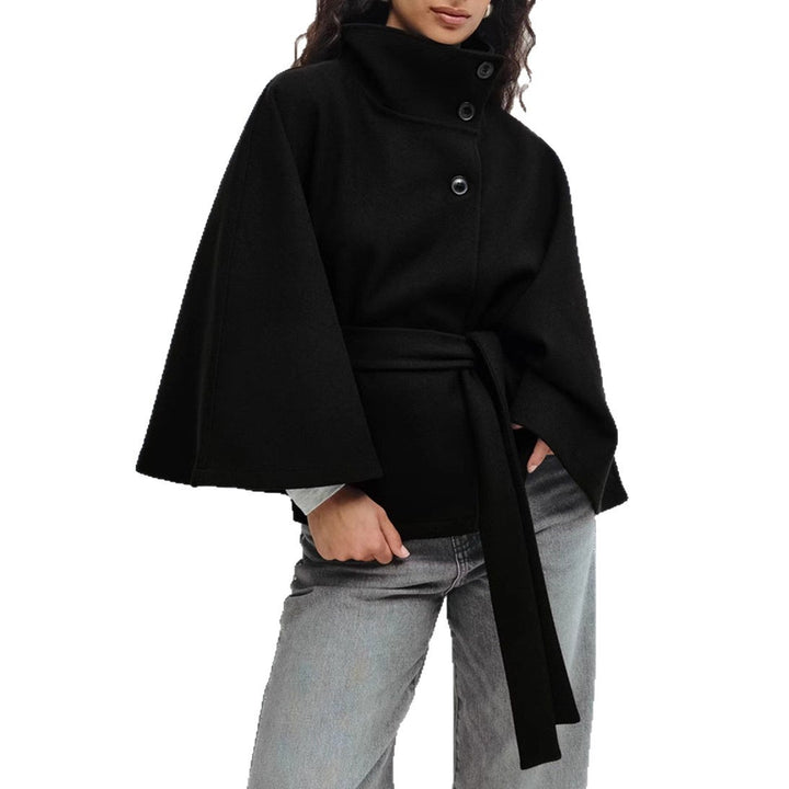 LuxeWing™ – Belted High-Collar Batwing Trench for Women