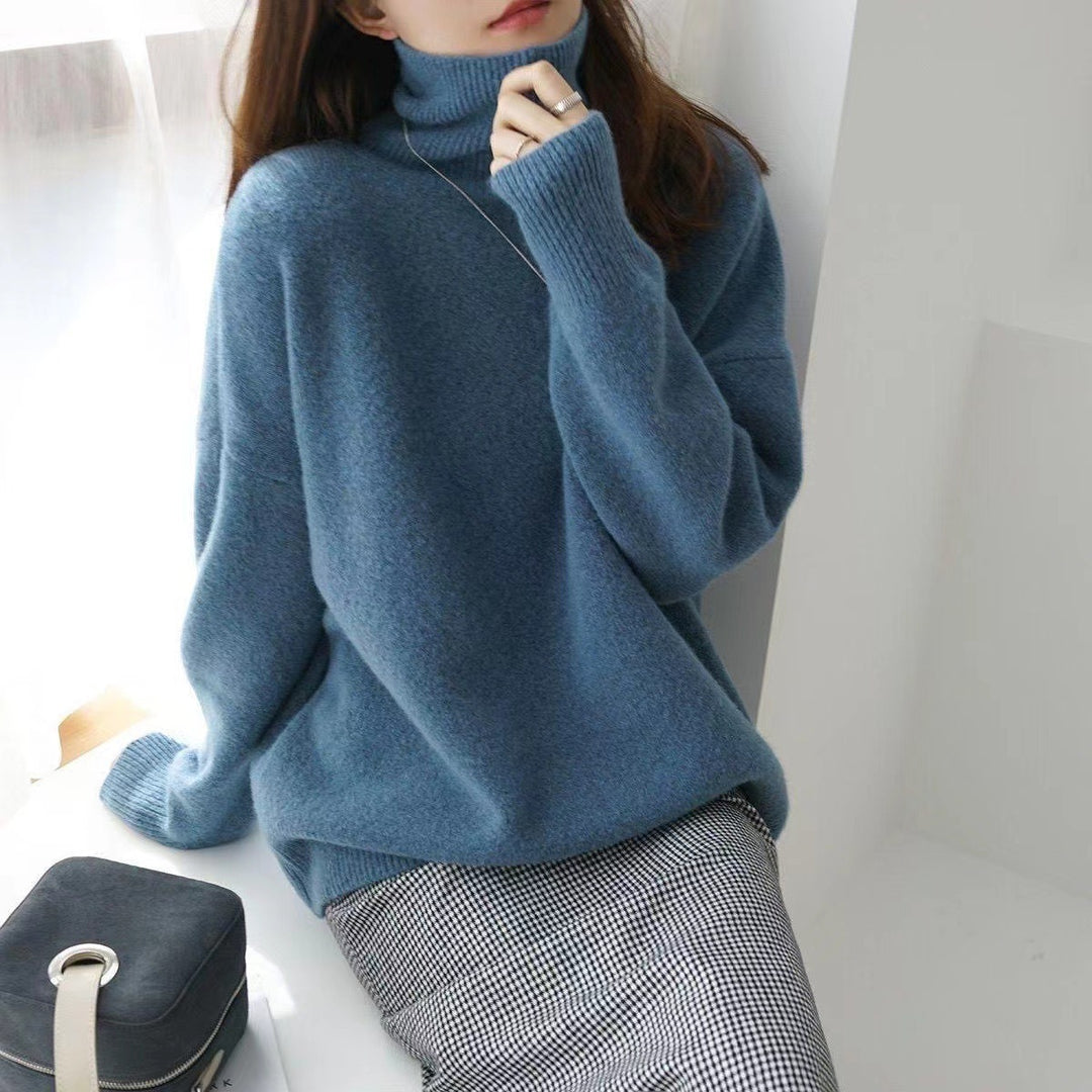 LuxeLoft™ – Woman High-Neck Relaxed Knit Sweater