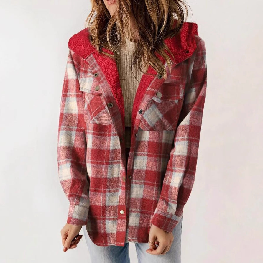 Plaidwyn™ Plaid Hooded Coat – Women’s Fleece-Lined Outerwear