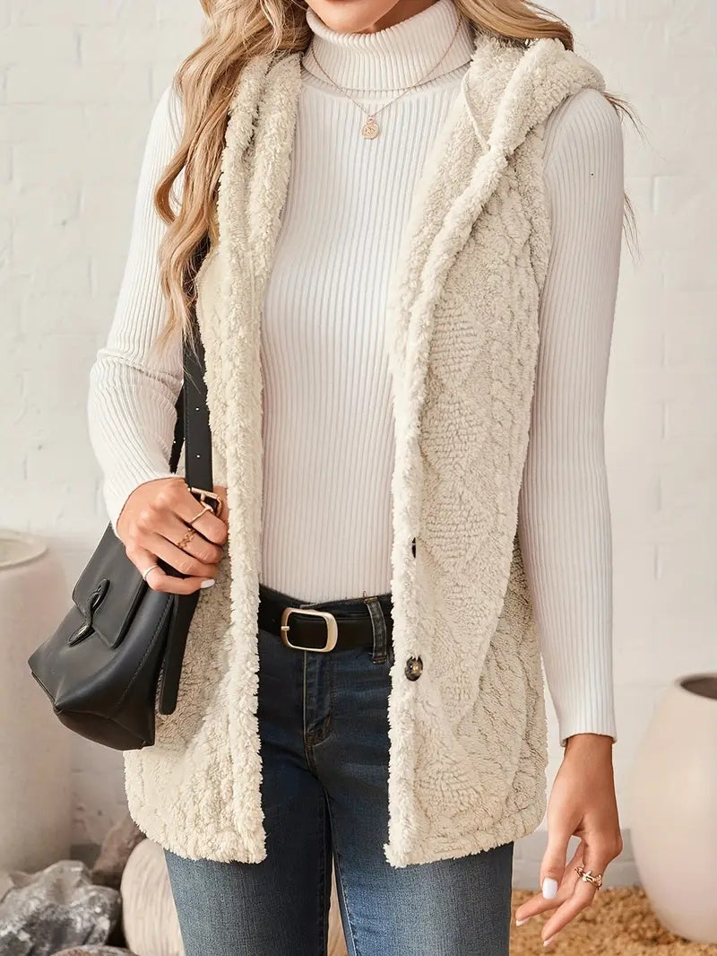 VogueEase | Women’s Sleeveless Hooded Cardigan Elegant Coat
