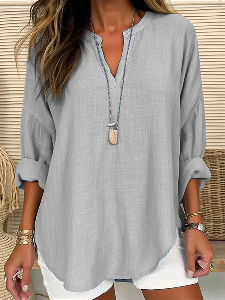 Solmira™ – Relaxed Linen Blend Top For Woman