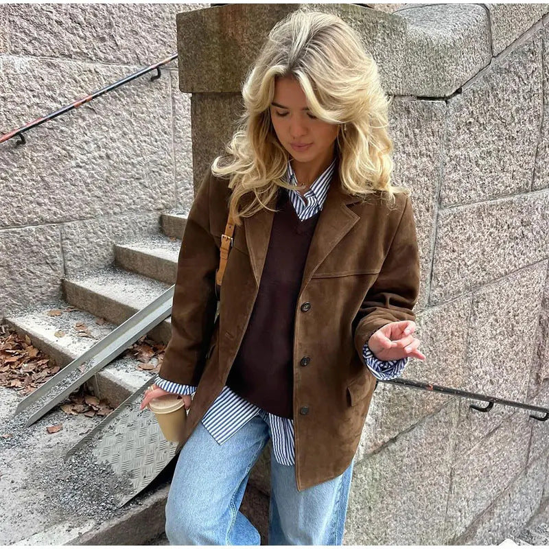 Marcellé™ | Women’s Retro Lapel Pocket Jacket