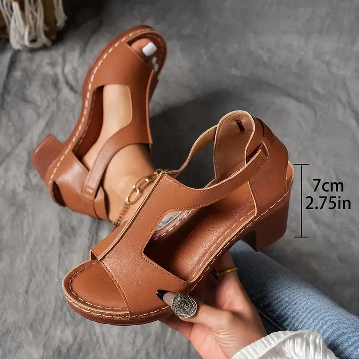 Valeria™ – Chunky Heel Roman Wedge Sandals