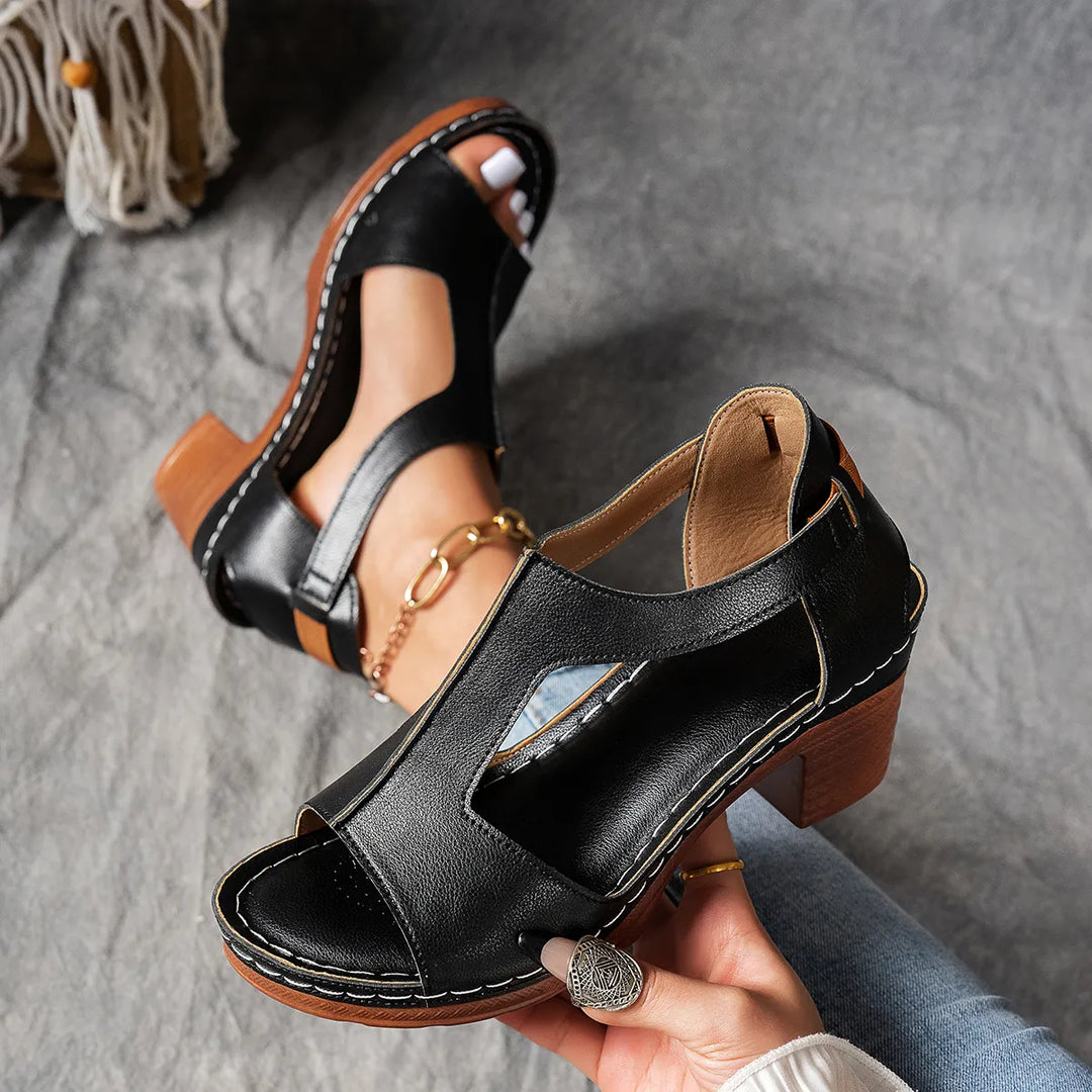 Valeria™ – Chunky Heel Roman Wedge Sandals